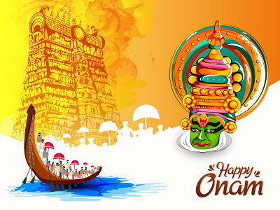 Onam Festival Scenes creative design festivals of india illustration illustrator