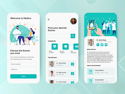Medical Mobile App design healthcare illustration illustrator medical app medicine mobile ui mobileappdesign ui