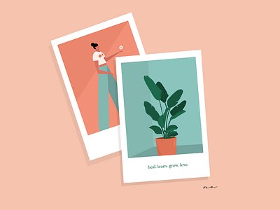 Flat illustration - heal. learn. grow. love.