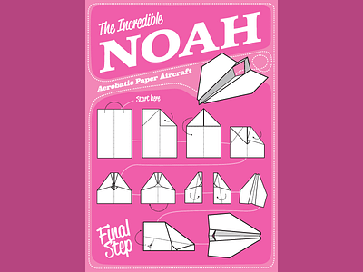 The Incredible Noah illustration origami paper paper craft pink poster