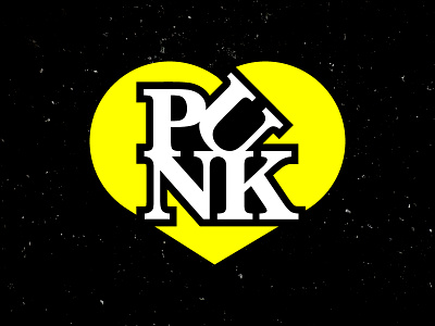 Punk color heart illustration logo love punk yellow