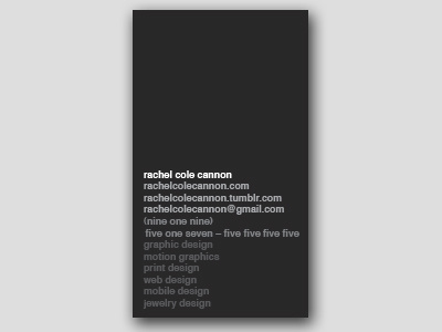 Personal Business Card business card minimalism helvetica gradient grayscale monochromatic