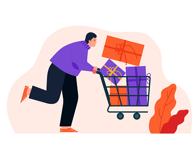 Shopping cart design illustration work