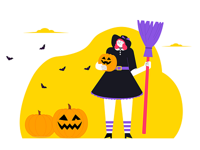 Witch design halloween illustration 南瓜 魔女