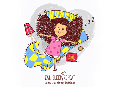 Lockdown day 13 Eat,sleep,repeat! With chai... 2020 cartoon character coronavirus covid 19 design doodle graphic design illustraion illustration art india lockdown stay home stay safe