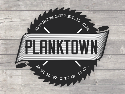 Planktown Brewing Co. beer brewing logo ribbon saw