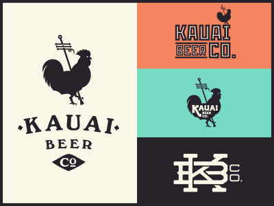 Kauai Beer Co. Logos beer branding chicken kauai logo