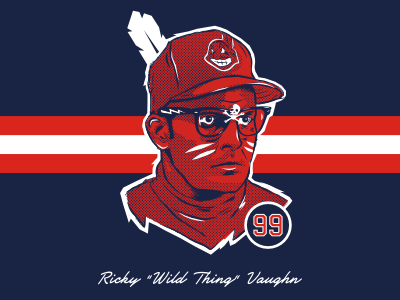 Ricky "Wild Thing" Vaughn baseball charlie sheen cleveland indians portrait sports
