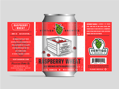 Vertigo Brewing - Raspberry Wheat can beer brewing illustration label packaging