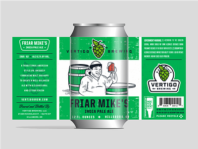 Vertigo Brewing - Friar Mikes India Pale Ale can beer brewing illustration label packaging