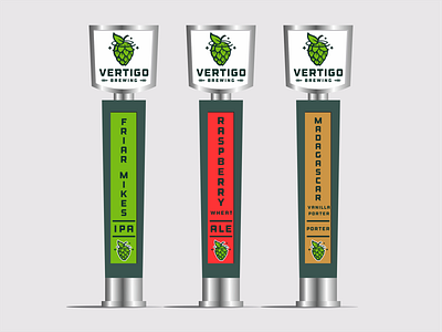 Vertigo Brewing Tap Handles beer branding brewery brewing design hops logo star tap handle