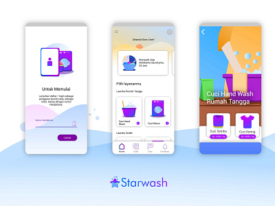 Starwash App Project - The Main Interfaces app design flat illustrator minimal ui ux vector