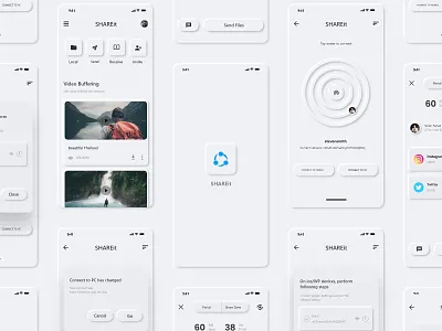 Shareit Neumorphism App Ui Design app app 2020 app design clean cool figma minimal minimal design mobile app ui neumorphic design neumorphism neumorphism ui scetch share shareit app shareit app soft software design web design xd