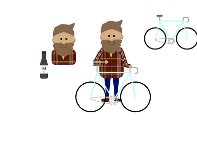 Hipster with fixed gear bike illustration vector