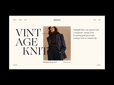 Obsidian Fashion Online Store concept fashion makereign minimal syletiles typography ui website
