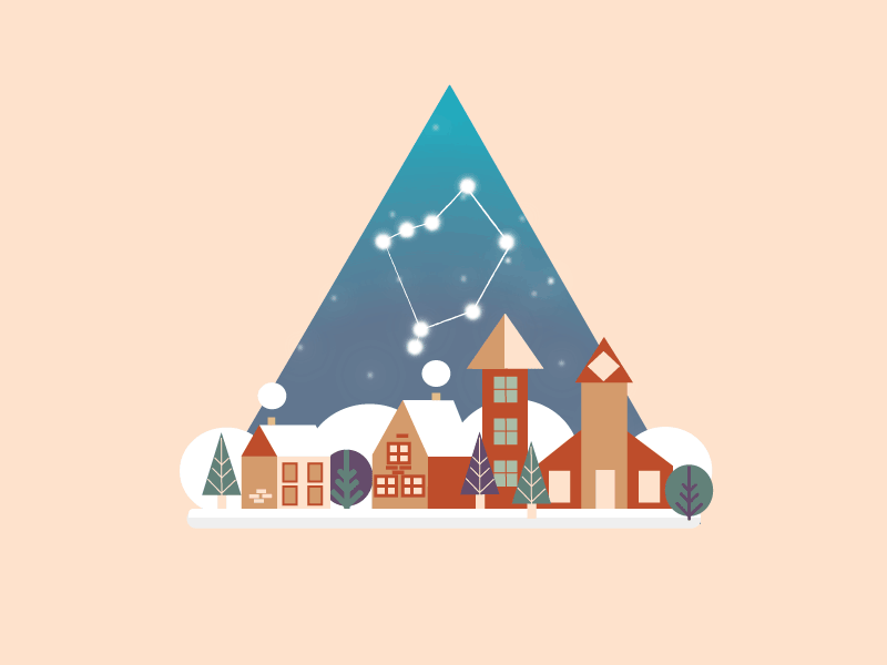 Libra constellations landscape sky snow town