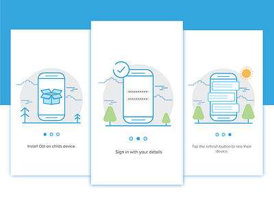 Obi app design design illustration on boarding ui ux