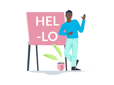 Hello character header hello illustration plant sign