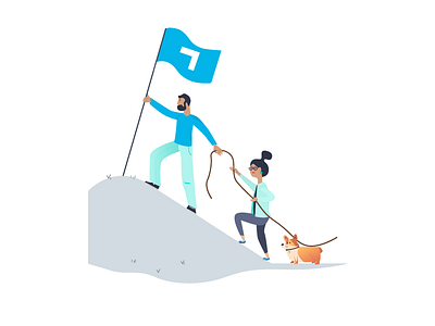 Leadership climbing dog flag hill illustration leader leadership