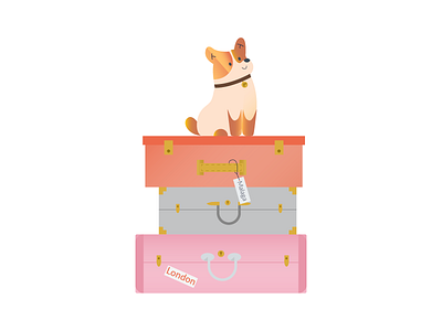 Travel corgi dog icon illustration luggage suitcase travel