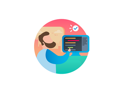 Solution character computer gradient icon illustration landscape solution