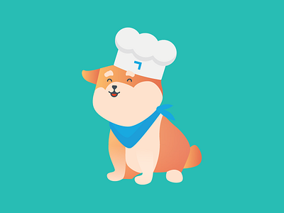 Nobby the Neueda dog chef corgi dog gradient icon illustration mascot