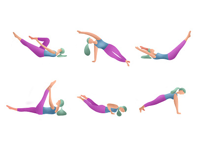 pilates character characters icons illustration pilates procreate vector