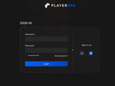 Sign In page dailyui design gaming sign in page ui