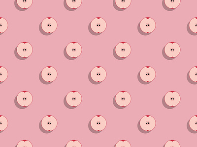 Red apple slices pattern on a pink background product design