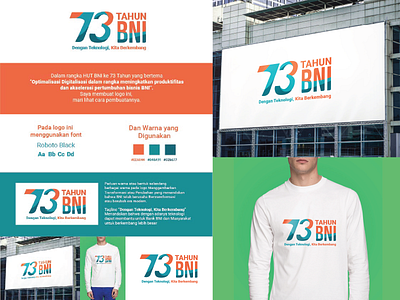 BNI 73th Anniversary Logo design flat logo typography