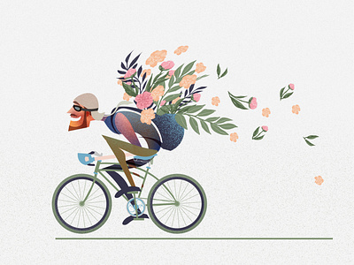 Express delivery 2d ai bicycle bike character characterdesign characterillustration cycling delivery design editorial flat flatdesign flowers illustration illustrator love stylized vector vectorillustration