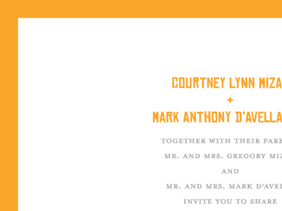 Mark & Courtney Wedding Invitation Close Up autumn invitation orange wedding