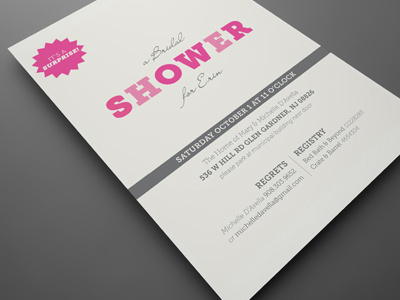 Wedding Shower Invitation gray invitation pink shower wedding