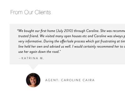Testimonial Section call out clients real estate testimonial web