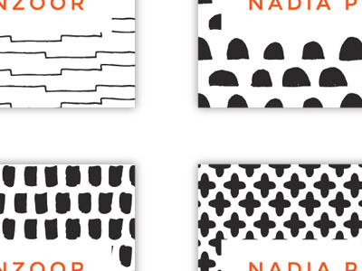 NPMG: Patterns black business card hand drawn illustration orange pattern