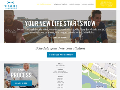 VitaLife Home Page Final blue dental header home logo web yellow