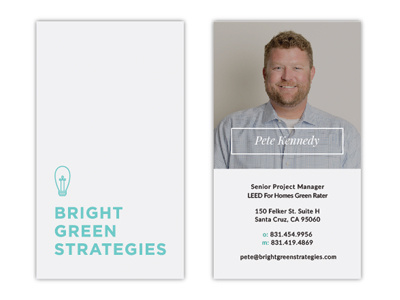 BGS Business Card 03 business card green lightbulb photography typeography