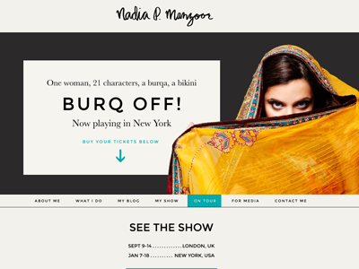 Burq Off! Header Edits blue burqa lettering play show typography web