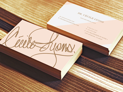 Cecile Business Card business card diagonal lettering logo script stripes
