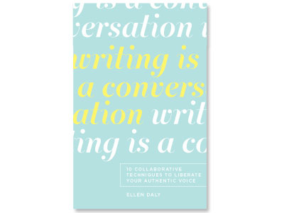 Writing is a Conversation Book Cover blue book cover layout serif type typography yellow
