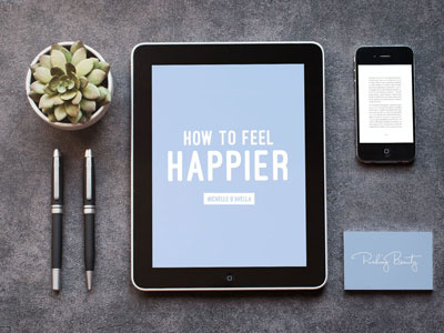 How to Feel Happier cover ebook happier happiness happy layout minimal simple type typography