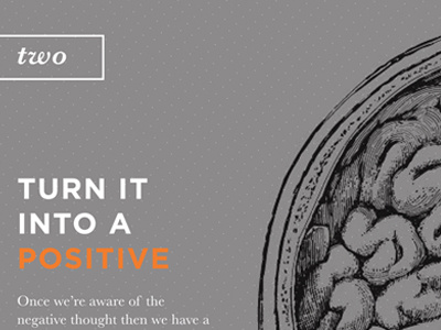 Macro Shot: Train Your Brain for Positivity baskerville bold brain dots drawing gotham orange positivity serif sketch