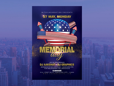 Memorial Day Flyer 4th july 4th of july 4thofjuly america american flag club club flyer clubhouse flyer flyer design flyer template memorial memorial day memorial day flyer memorial day party memorial service memorial service program memorialday usa usa flag