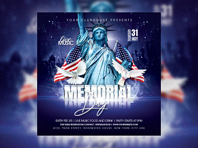 Memorial Day 4th july 4th of july 4thofjuly club club flyer clubhouse flyer flyer design memorial memorial day memorial day flyer memorial day party memorial service memorial service program memorialday poster design spring summer usa usa flag