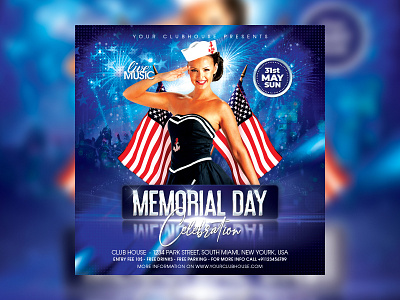 Memorial Day Flyer 4th july 4th of july 4thofjuly america american american flag club flyer flyer design flyers memorial memorial day memorial day flyer memorial day party memorial service memorialday spring summer usa usa flag