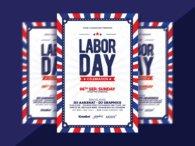 Labor Day Flyer 3d 4th july 4th of july american american flag animation branding club flyer graphic design happy labor day labor labor day labor day weekend logo memorial day ui usa usa flag weekend