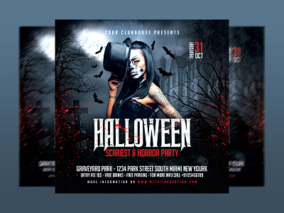 Halloween Flyer club club house club party flyer halloween halloween party halloween time happy halloween holiday horror night party instagram night night club party print scary scary nhight social media post spooky weekend