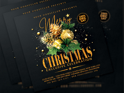 Christmas Flyer advertising christmas christmas eve christmas party club party event facebook post happy new year holiday instagram post invitation merry christmas merry xmas new year party night santa santa claus weekend xmas eve xmas tree