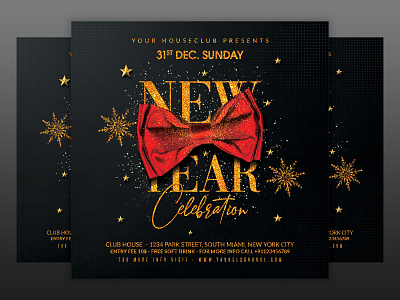 New Year Flyer branding christmas event facebook flyer happy new year holiday instagram logo merry christmas new year new year night new year party new years new years eve nye party social media weekend xmas
