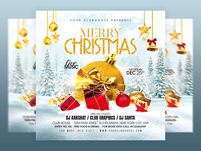 Christmas Flyer branding christmas christmas eve christmas party christmas tree club club flyer event facebook flyer template graphic design holiday instagram logo merry christmas merry xmas new year new years eve xmas xmas eve